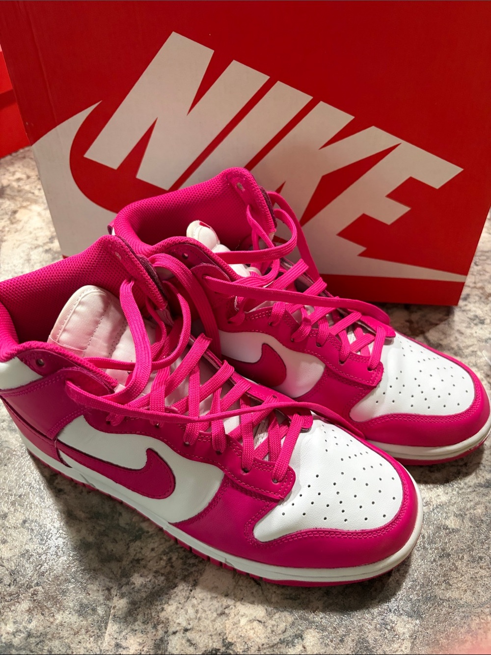 Nike Women’s Dunk Nike Dunk High ‘Pink Prime’ High Hot Pink & White Sneakers